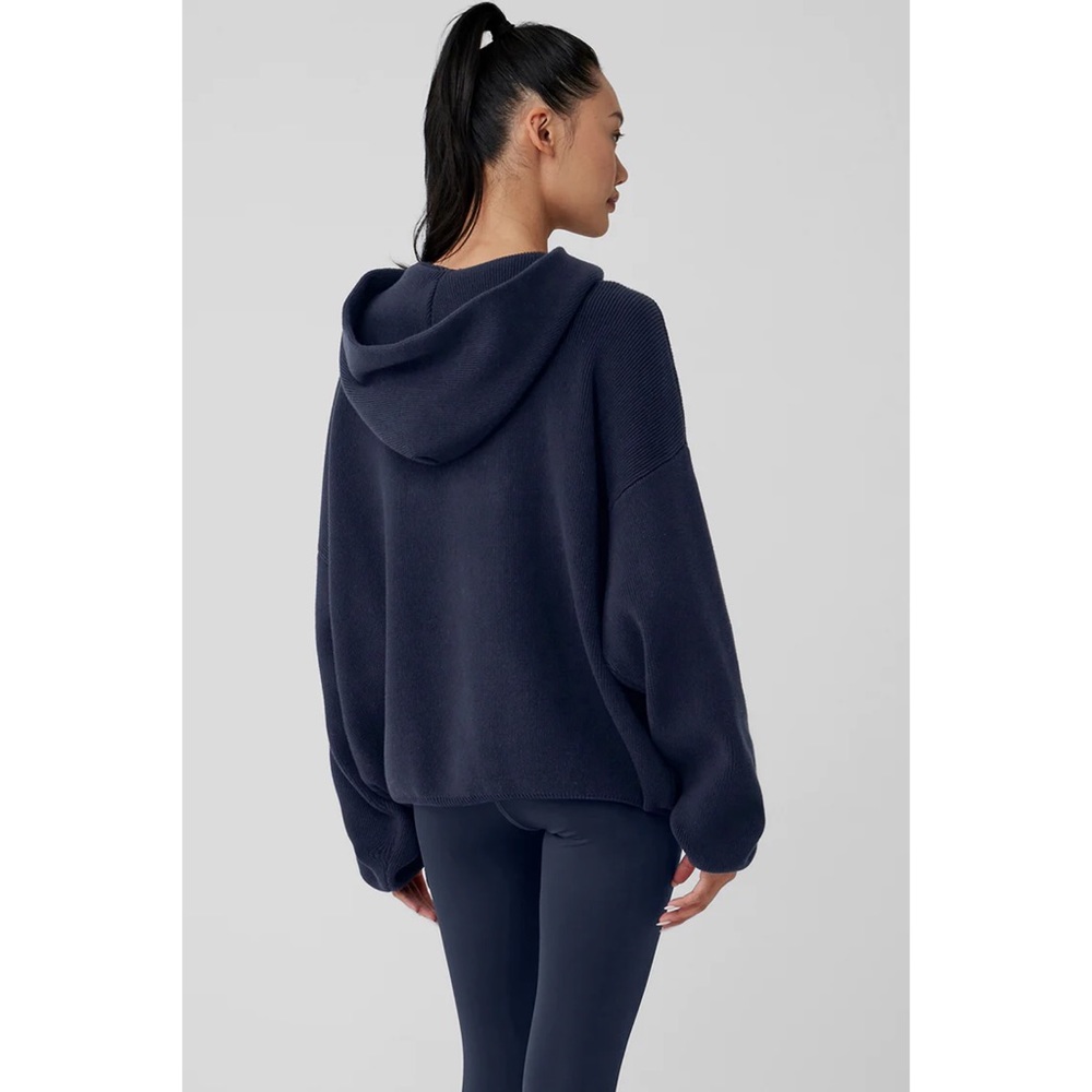 Alo Yoga Scholar Hooded Sweater Navy Small - Picture 2 of 15